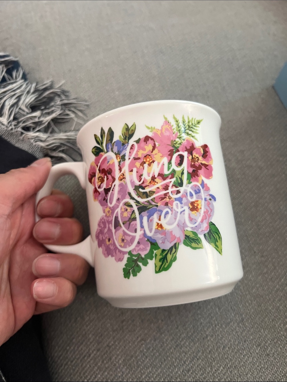 Genuine Fred "Hung Over" Floral Coffee Mug - 16 oz Porcelain Cup